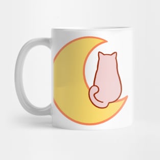 Pink Meow on the moon Mug